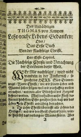 Das Erste Capittel. - Das Neunzehende Capittel.