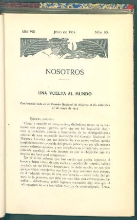 Una vuelta al mundo : Conferencia dada en el Consejo Nacional de Mujeres el día miércoles 27 de mayo de 1914