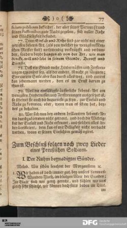 Zum Beschluß folgen noch zwey Lieder eines Preußischen Soldaten.