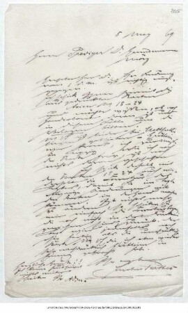 Brief von Justus Perthes' Geographische Anstalt  an Reinhold Grundemann : Gotha, 05.05.1869 ; [Kopie]