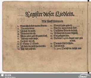 Register dieser Liedlein.