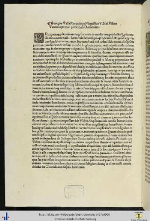 Georgius Valla Placentinus Magnifico Victori Pisano Veneto optimati patricio S. D. aeternam.