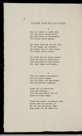 Lieder vom eitlen Wahn