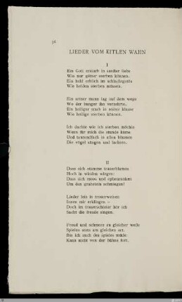Lieder vom eitlen Wahn