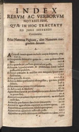 Index Rerum ac Verborum Notabilium