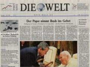 Fragment der Tageszeitung "Die Welt" zum Besuch von US-Präsident Bush beim Papst
