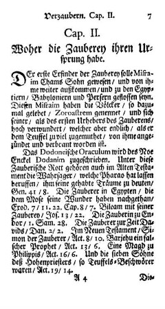 Cap. II. Woher die Zauberey ihren Ursprung habe