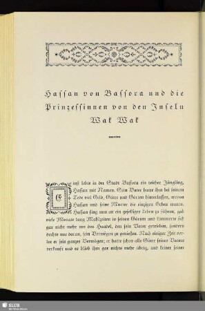 Hassan von Bassora und die Prinzessinnen von den Inseln Wak Wak