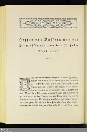 Hassan von Bassora und die Prinzessinnen von den Inseln Wak Wak