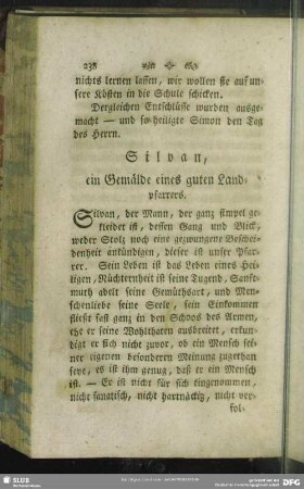 Silvan, ein Gemälde eines guten Landpfarrers