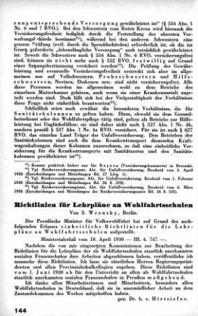 Richtlinien für Lehrpläne an Wohlfahrtsschulen