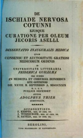 De ischiade nervosa cotunni eiusque curatione per oleum iecoris aselli : diss. inaug. med.