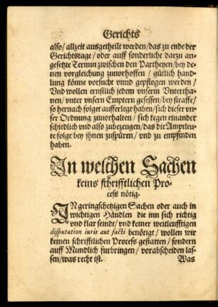 In welchen Sachen keins schrifftlichen Process nötig.