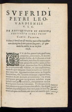 Suffridi Petri Leovardiensis V. I. C. De Antiquitate Et Origine Frisiorum Libri Primi