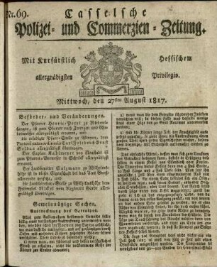 Nr. 69, Mittwoch, den 27sten August 1817