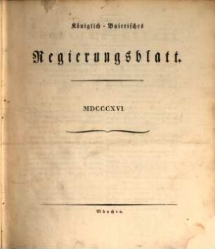 Königlich-Baierisches Regierungsblatt. 1816, 1816
