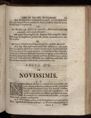 Locus XVII. De Novissimis
