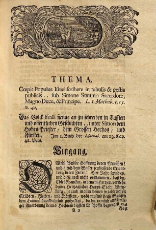 Verewigte Großthaten Des Um die Heilige Kirch-Gottes ... Höchst- und Unsterblich Verdienten ... Friderici Caroli ... Bischoffen zu Bamberg und Wirtzburg, Des Heiligen Römischen Reichs Fürsten, auch Hertzogen zu Francken [et]c. [et]c. : Bey offentlicher Trauer-vollen Leich-Besingnuß In dem Hohen Dom-Stifft zu Wirtzburg den 16. Augusti 1746. In einer Lob- und Trauer-Red Fürgestellt