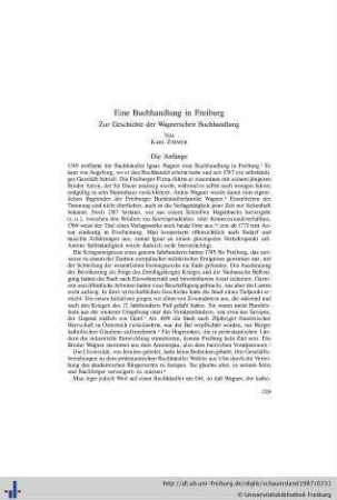 Eine Buchhandlung in Freiburg. Zur Geschichte der Wagnerschen Buchhandlung.