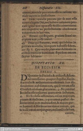 Disputatio XX. De Ecclesia. Thesis I