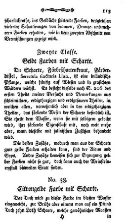 Zweyte Classe. Gelbe Farben mit Scharte