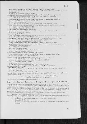 Frauenstudien und Frauenforschung an Hamburger Hochschulen