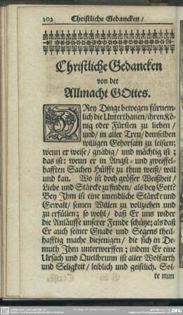 Christliche Gedancken von der Allmacht Gottes