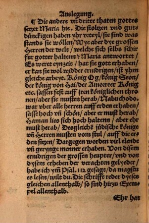 Auslegu[n]ge der Prophetischen vnd aller schönisten Gesenge Marie Jesu mutter, Zacharie des Priesters, vnd Simeonis des gerechten, aus S. Luca, An die deutschen : Mit dreien kleynen Psalmen des heyligen Dauids
