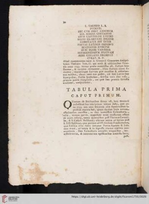 Tabula Prima Caput Primum