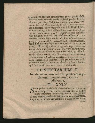 Conspectarium II. In criminibus, maxime quae publicorum iudiciorum nomine sunt, tortura adhibenda. Th. XXIX. - XXXV.