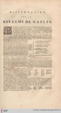 Dissertation sur le royaume de Naples