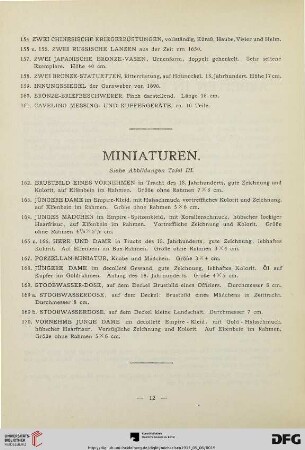 Miniaturen, Kupferstiche (Nr. 162-231)