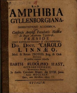 Amphibia Gyllenborgiana