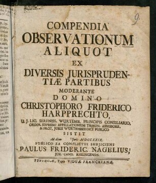 1-8, Compendia Observationum Aliquot