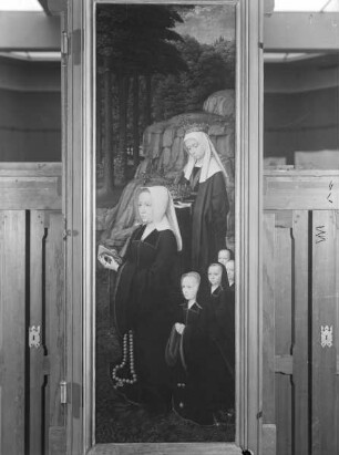 Taufe Christi — Innenseite: Bildnis der ersten Gattin des Stifters Elisabeth von der Meersch und ihren vier Töchtern sowie der Heiligen Elisabeth