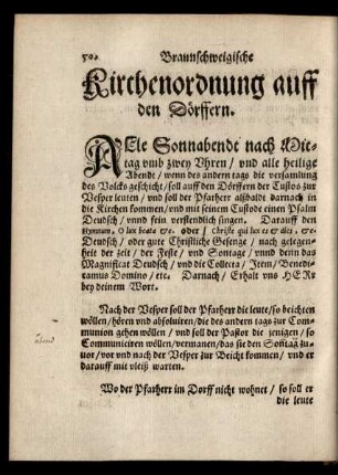 Kirchenordnung auff den Dörffern.