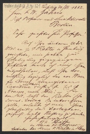Brief an Friedrich Wilhelm Jähns : 30.06.1882