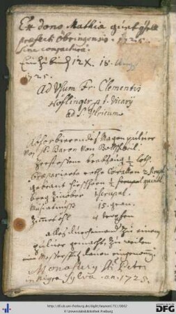 Handschriftliche Notizen und Besitzvermerke.