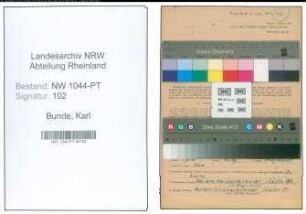 Entnazifizierung Karl Bunde , geb. 30.04.1898 (Oberpostverwalter)