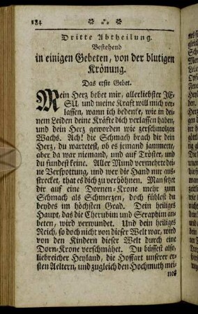 Dritte Abtheilung. Bestehend in einigen Gebeten, von der blutigen Krönung.
