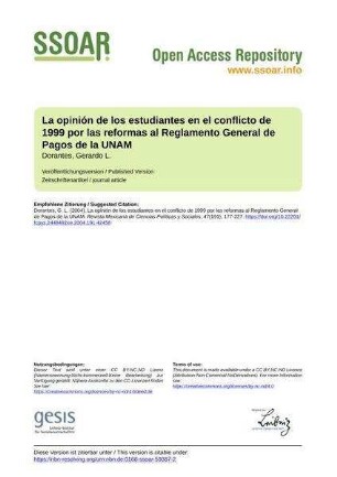 La opinión de los estudiantes en el conflicto de 1999 por las reformas al Reglamento General de Pagos de la UNAM
