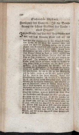 Siebender Abschnit. Fortsezung des Vorigen. Ist die Bevölkerung ein sichres Merkmal der Macht eines Staates?