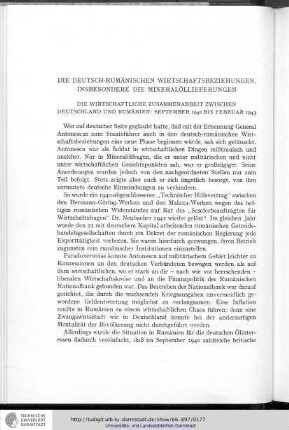 Die deutsch-rumänischen Wirtschaftsbeziehungen, insbesondere die Mineralöllieferungen