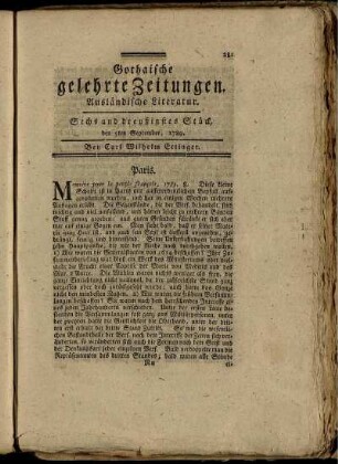 Sechs und dreyßigstes, den 5ten September, 1789.