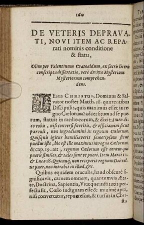 De Veteris Depravati, Novi Item Ac Reparati nominis conditione & statu, [...]