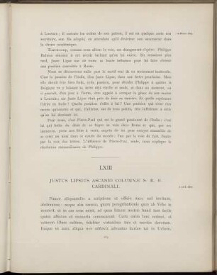 LXIII. Juste Lipse au card Ascanio Colonna. Louvain, 1 avril 1605