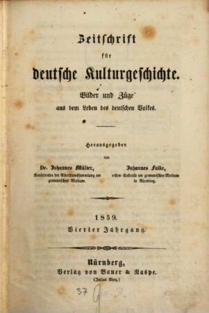 Zeitschrift für deutsche Kulturgeschichte. 4, 4. 1859
