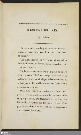 Méditation XIX. Des Rêves