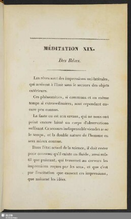 Méditation XIX. Des Rêves