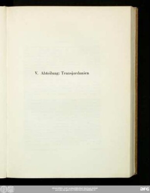 V. Abteilung: Transjordanien